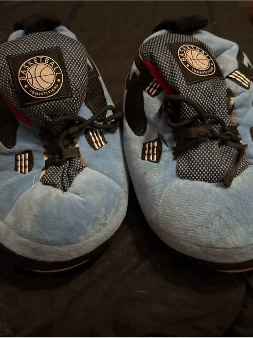 Basketball Slippers - Light Blue Plush Slip-Ons